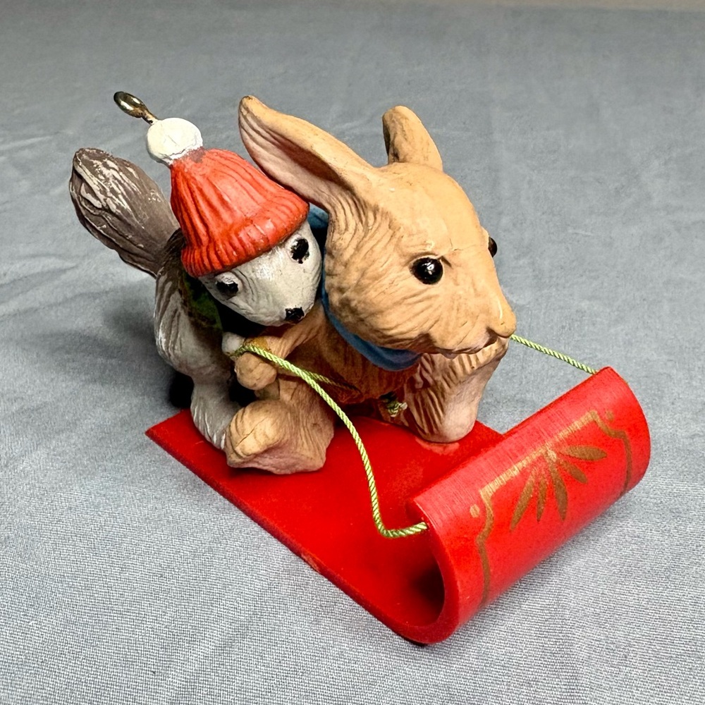 Hallmark Keepsake Ornament 1979 Downhill Run Rabbit Squirrel Christmas Ornament